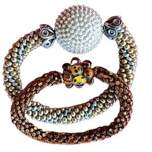 Set‎ of 2 beautiful Beaded Kumihimo Bracelets